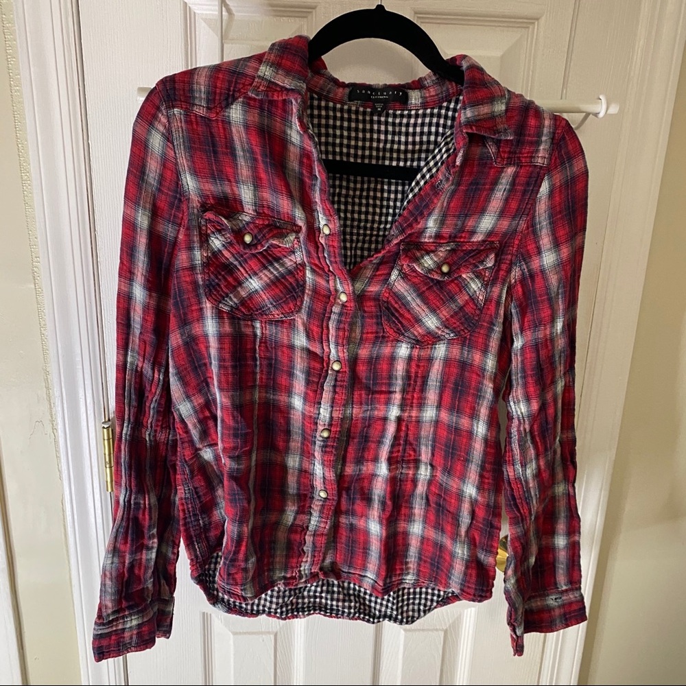 SANCTUARY Plaid Top